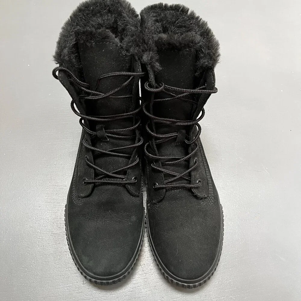 Timberland Women's Skyla Bay‎ Lightweight Fold Down Fur Lined Black Size 8